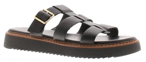 Hush Puppies Damen Sandalen Celeste Slingback Gladiator Leder Schnalle Schwarz