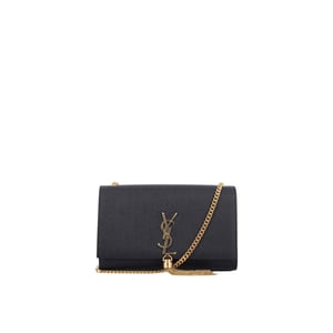 Saint Laurent – ​​Kate – Kleine Servietten-Schultertasche aus genarbtem Leder mit Quaste