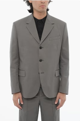Slim Fit Anzug mit 3 Knöpfen, Seitenschlitzen und Revers in Grau