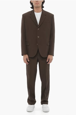 Slim Fit Anzug mit 3 Knöpfen und Seitenschlitzen, Revers, in Braun