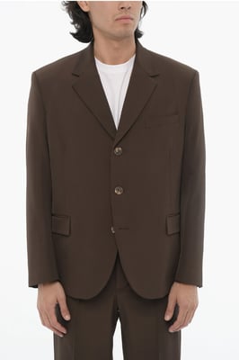 Slim Fit Anzug mit 3 Knöpfen und Seitenschlitzen, Revers, in Braun