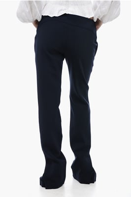 Low-Waist-Hose mit Plissee-Detail in Mitternachtsblau