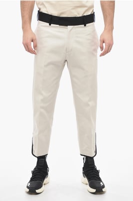 Slim Fit-Hose TOM aus Baumwolltwill mit kontrastierendem Bund in Weiß