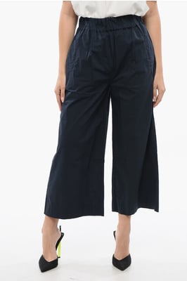 Cropped-Fit-Hose aus Popeline-Baumwolle in Blau