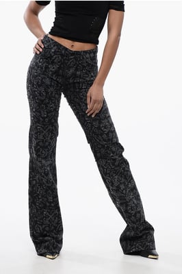 Ausgestellte, gerade geschnittene Longjeans mit Allover-Grafikdruck 2 in Nero, Grigio