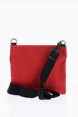 Nylon-Sacoche mit abnehmbaren Trägern in Nero, Rosso