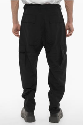 Nylon-Cargohose mit gesticktem Logo in Schwarz