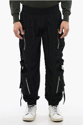 Nylon BANDED Cargohose mit Bündchen in Schwarz