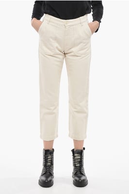 Verkürzte Straight-Leg-Jeans in Weiß