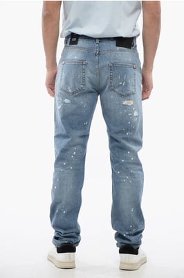 SID Regular Fit Jeans mit Distressed-Effekt, 18 cm, in Blau