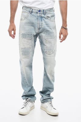Vintage-Effekt TWIST Jeans mit Patchwork 17cm in Hellblau