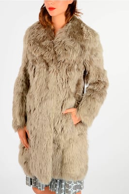 MM1 Alpaka Echtpelzmantel in Beige