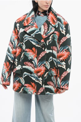 MM4 Zweireihige Überjacke mit Blumenmotiv in Mehrfarbig
