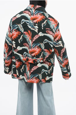 MM4 Zweireihige Überjacke mit Blumenmotiv in Mehrfarbig