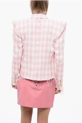 Tweed-Blazer mit Fransen in Pink