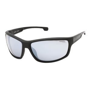 Carrera - Caraduc - Sonnenbrille mit schwarz-grauem Rahmen und verspiegelten Gläsern in Silber