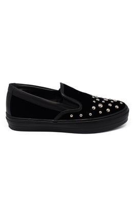 Salvatore Ferragamo Samt Slip-on Schwarz