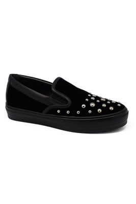 Salvatore Ferragamo Samt Slip-on Schwarz