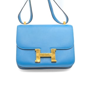 Hermès Constance 24 Blaue Sansibar Evercolor Ledertasche - 10er