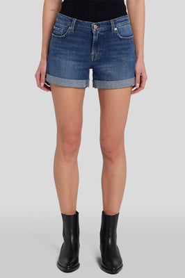 Damen Mid Roll Denim Shorts