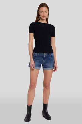 Damen Mid Roll Denim Shorts