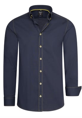 Langarm Slim Fit Hemd mit Kontrast-Naht