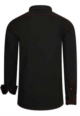 Langarm Slim Fit Hemd mit Kontrast-Naht