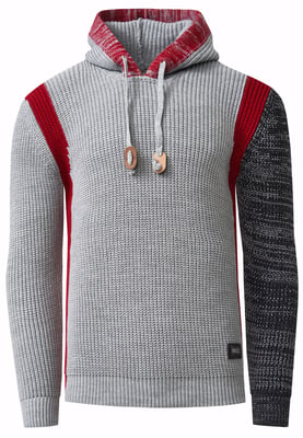 Kontrast Grobstrick Kapuzenpullover