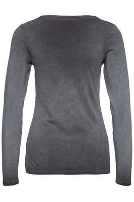 Queen Kerosin Damen Slim Fit Longsleeve mit Retro-Print und Oilwash-Effekt Velden Village 2020 anthrazit