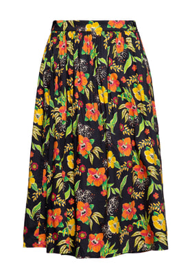 Queen Kerosin Damen Swing Wickelrock Hibiskus mehrfarbig