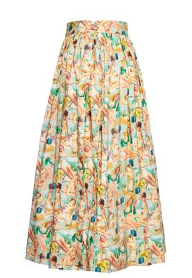 Queen Kerosin Damen Swing Wickelrock mit Pin-Up All-Over-Print Pin-Up mehrfarbig