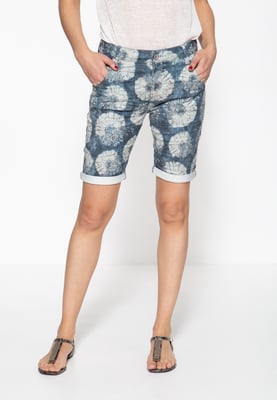 Amor, Truth & Trust Damen Jeansshorts mit Beinaufschlag und femininem Muster Gwen Denim