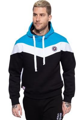 Akito Tanaka Herren Kapuzen Sweater Triple Tone blau