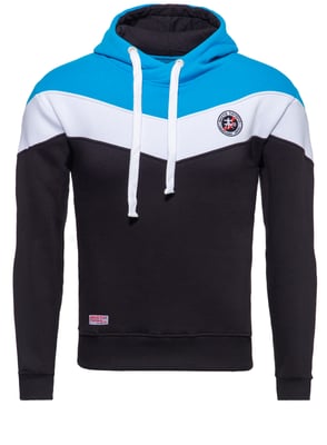 Akito Tanaka Herren Kapuzen Sweater Triple Tone blau