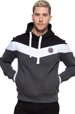 Akito Tanaka Herren Kapuzen Sweater Triple Tone schwarz