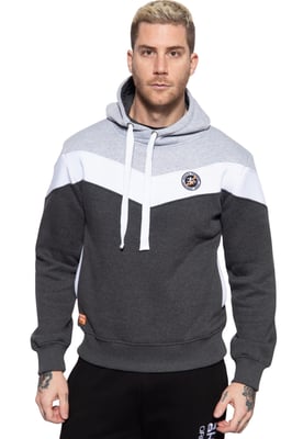 Akito Tanaka Herren Kapuzen Sweater Triple Tone grau