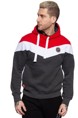 Akito Tanaka Herren Kapuzen Sweater Triple Tone rot