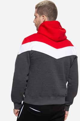 Akito Tanaka Herren Kapuzen Sweater Triple Tone rot