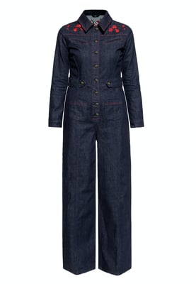Queen Kerosin Damen Western Overall Roses Denim