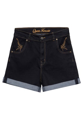 Queen Kerosin Damen Denim Shorts schwarz