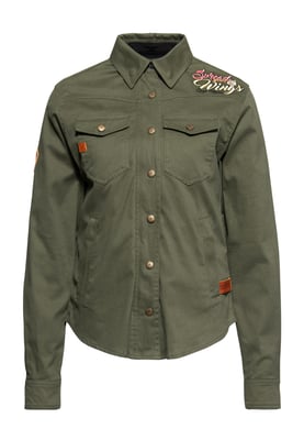 Queen Kerosin Damen Outdoor Funktionshemd Q.K. Adventure Gear - Spread your Wings olivgrün