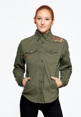 Queen Kerosin Damen Outdoor Funktionshemd Q.K. Adventure Gear - Spread your Wings olivgrün