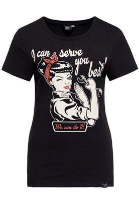Queen Kerosin Damen Print T-Shirt I can serve you schwarz