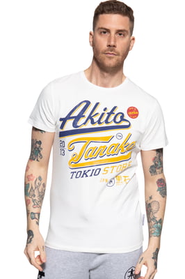 Akito Tanaka Herren T-Shirt mit Frontprint Tokio Beach ecru