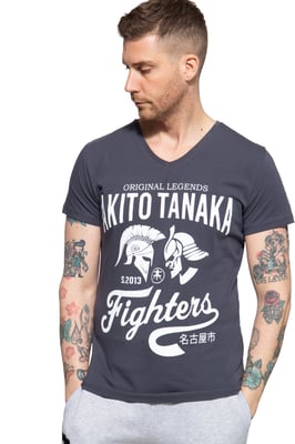 Akito Tanaka Herren T-Shirt mit Frontprint Gladiator Fighters anthrazit