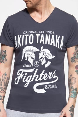 Akito Tanaka Herren T-Shirt mit Frontprint Gladiator Fighters anthrazit