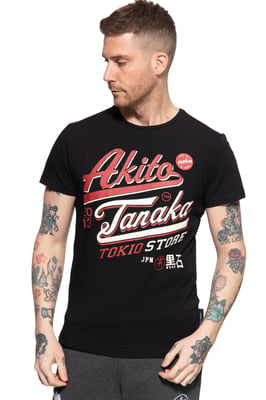 Akito Tanaka Herren T-Shirt mit Frontprint Tokio Beach schwarz