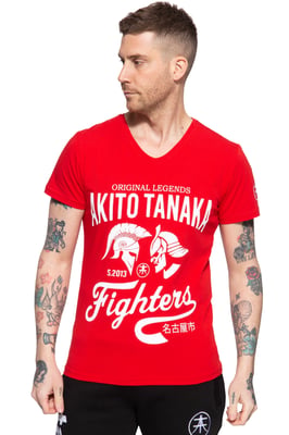 Akito Tanaka Herren T-Shirt mit Frontprint Gladiator Fighters rot