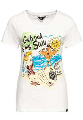Queen Kerosin Damen Classic T-Shirt Get out of my sun offwhite