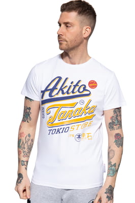 Akito Tanaka Herren T-Shirt mit Frontprint Tokio Beach weiß